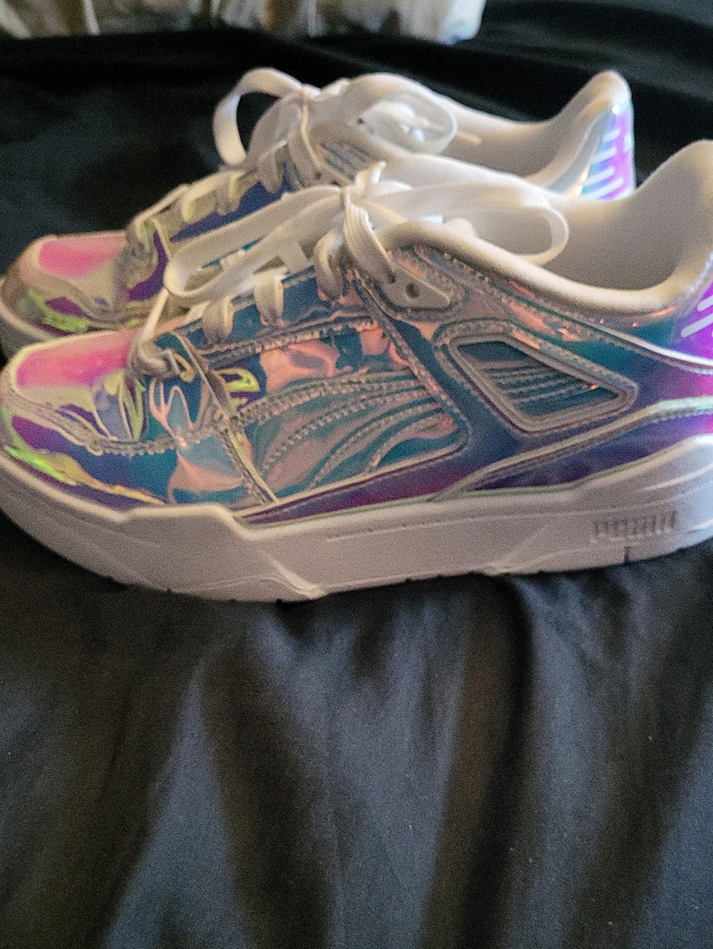 Puma Womens Slipstream  Holographic Sneakers - White, Pink, Blue